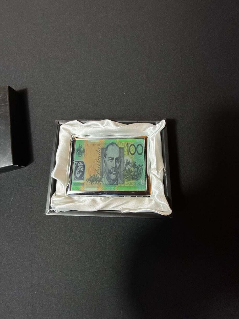 Vintage Australian Banknote Cigarette Case and Lighter Set